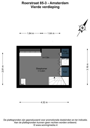 Floorplan - Roerstraat 85-3, 1078 LK Amsterdam